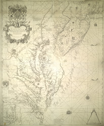 New map of virginia, Maryland,Pennsylvannia, New jersey J thornton 1740